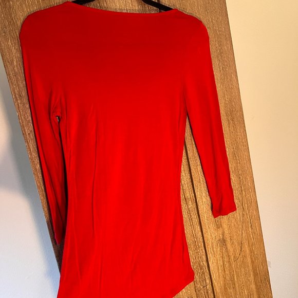 INC Ruby Red Ruched Front 3/4 Length Sleeve Stretchy Dress Shirt - Picture 8 of 8